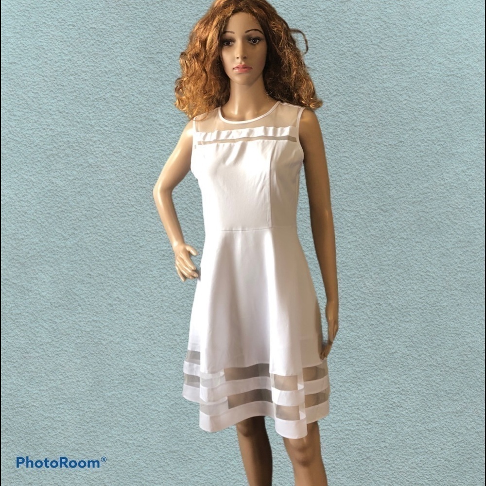 FACE N Face White Sleeveless dress w/mesh panels